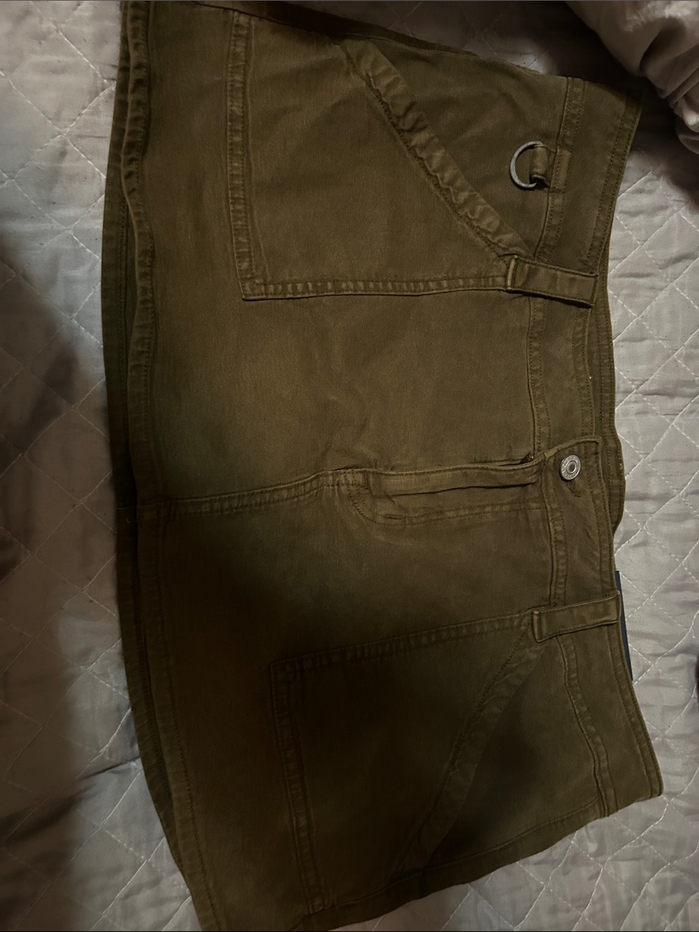 American Eagle Outfitters Olive Utility Mini Skirt with D‑Ring